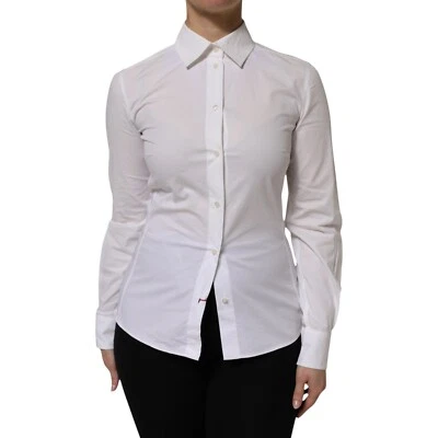 Camisa DOLCE & GABBANA Blanca Algodón Cuello Mangas Largas Top IT38/US4/XS 450usd Foto 1 de 4