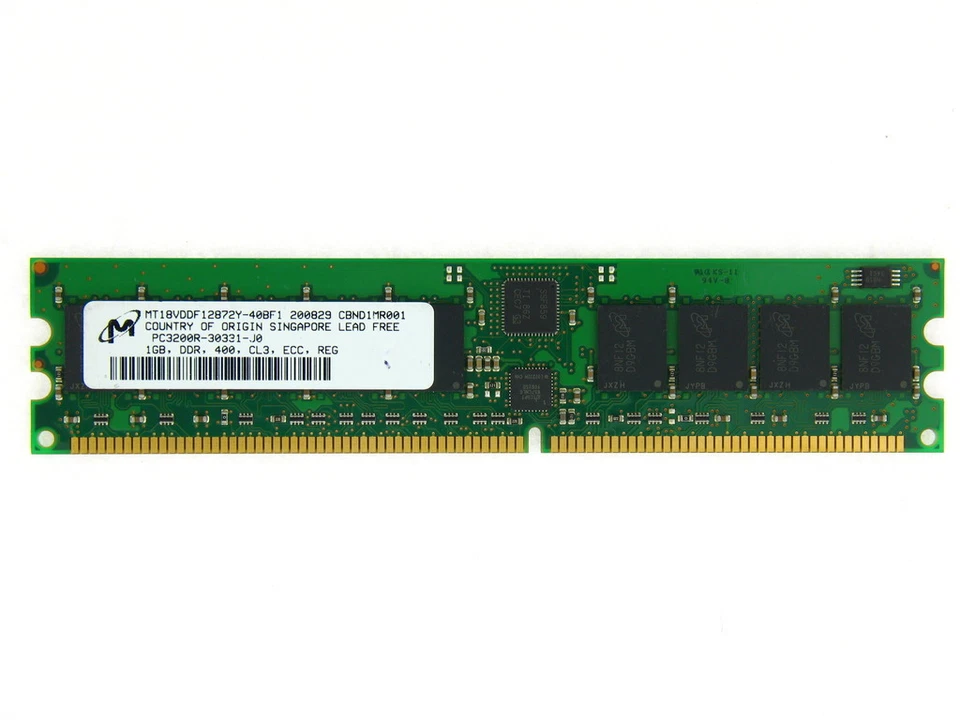 Micron 1GB PC-3200R DDR-400 Registered ECC MT18VDDF12872Y-40BF1 Testato - Immagine 1 di 1