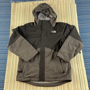 North Face Jacket Boys Medium Black Gray Hooded DryVent Waterproof Outdoor Coat - Picture 1 of 12