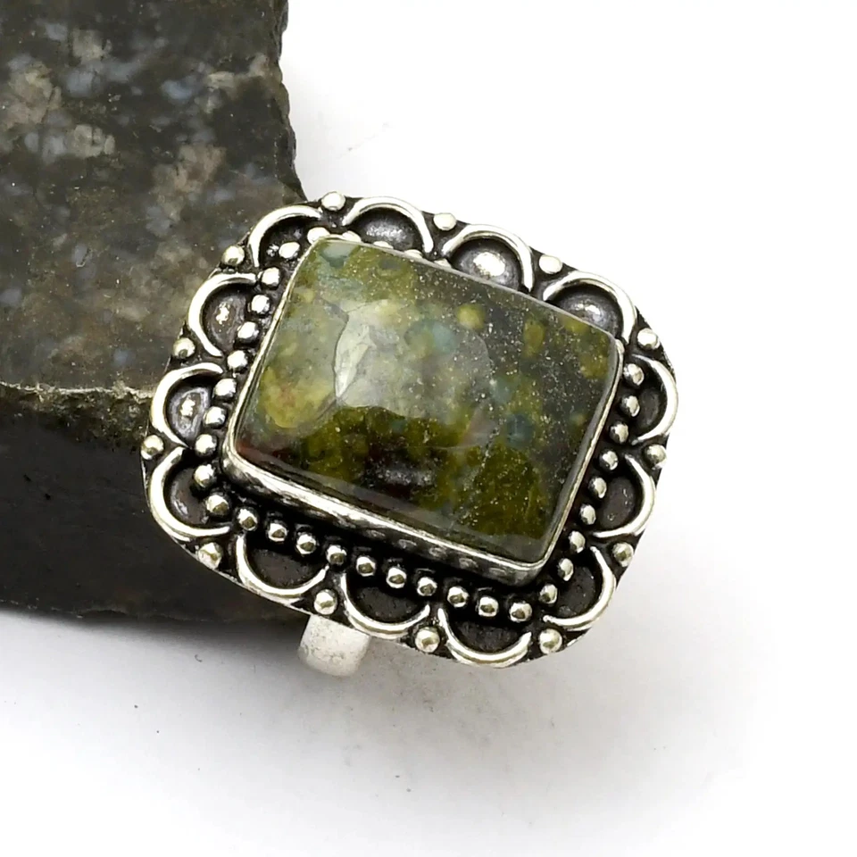 Dragon Blood Agate Gemstone Handmade Ring Jewelry For Gift US Size-6.75 AR 33151 - Image 1 of 1