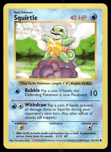 Pokemon Tcg Squirtle [Shadowless] #63 Pokemon Base Set LP - Picture 1 of 2