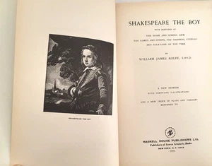 SHAKESPEARE THE BOY WILLIAM JAMES ROLFE 1971 HASKELL HOUSE EDITION FINE - Picture 1 of 8