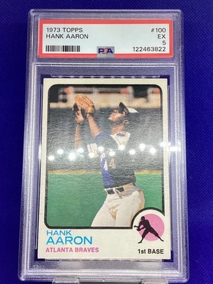 1973 Topps #100 Hank Aaron PSA 5 EX ¡Nílido y centrado! Gran atractivo -822 Foto 1 de 4