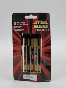 1999 Star Wars Episode I 6 Ballpoint Pens Medium Point Black Ink - Picture 1 of 3