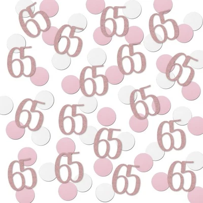 200 PIEZAS Confeti Oro Rosa 65, 65º Brillo Cumpleaños, Aniversario, Mesa, Decoración Foto 1 de 2