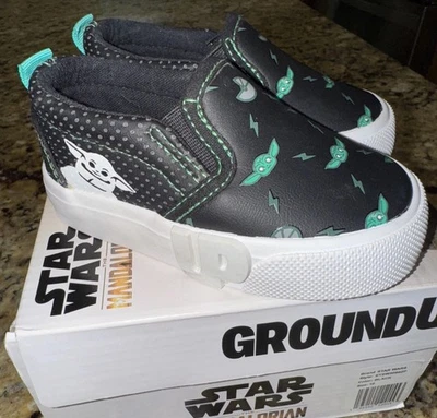 Star Wars Mandalorian Kids Sz 10 Slip On Loafers Grogu NIB Yoda Black ETSW5060ZP - Image 1 of 4