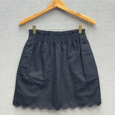 Minifalda J Crew festoneada acera mezcla de lino para mujer talla 0 Foto 1 de 4