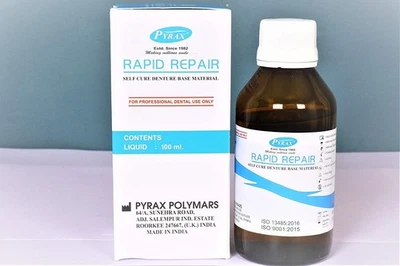 PYRAX Pyrex Rapid Repair Liquid (for Self Cure Denture Base) 100 ml (Free Shipping).