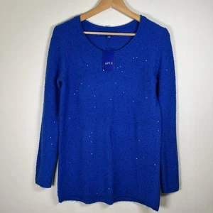 Apt. 9 kuschelige Pailletten Tunika Pullover blau Langarm Damen Small neu mit Etikett - Bild 1 von 4