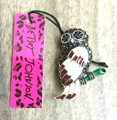 Broche prendedor Betsey Johnson búho de cristal en rama ¡Nuevo con etiqueta adorable belleza! Foto 1 de 2