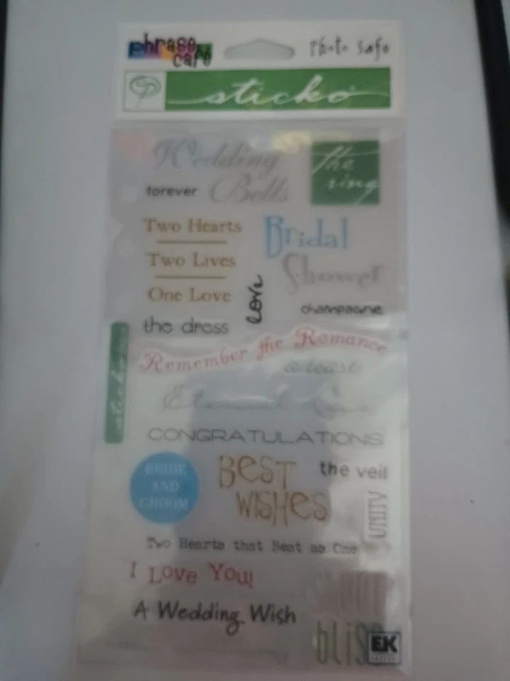 Wedding Scrapbook Stickers Ring Shower Dress Cake Hearts First Home Captions - Image 1 of 1