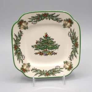 Christmas Tree Garland by Spode Square Canape Plate Lot of 2 - Picture 1 of 15