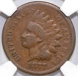 1877 1c Indian Head Cent NGC F 12 - Picture 1 of 5