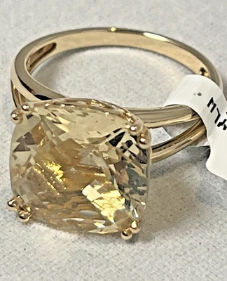 Anillo "Criss-Cruz" Oro 14 K 6,0 quilates Labradorita Amarilla Corte Cojín Foto 1 de 4