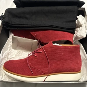Armani ITALY Men's Red Suede Leather Ankle Fashion Desert Boots Casual 10 - Picture 1 of 14