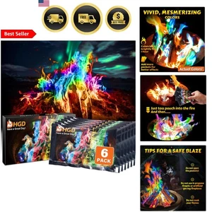 Farbwechsel Feuerpakete 6er Pack Outdoor Feuerstelle Lagerfeuer Regenbogen Flammen - Bild 1 von 11