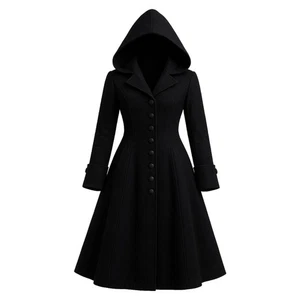 Damen Handarbeit Gothic Wolle Kapuze Mantel Steampunk Damen Victorian Overcoat Wolle - Bild 1 von 4