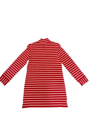Renwick Striped Mock Neck Dress Red & White Pima Cotton Kids Size 6/7 - Image 1 of 4