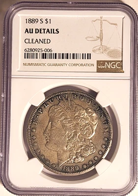 1889 S MORGAN SILVER DOLLAR NGC AU CLEANED NICE TONING - Image 1 of 4