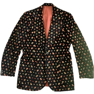 VTG John Hampton Black Velvet Blazer Embroidered Floral Patterns Jacket Handmade - Image 1 of 4