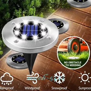 LED Solar Disc Light In-ground Light Outdoor Garden Flat Solar Lights Mark Lamp - Picture 1 of 14
