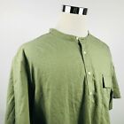 Nwt Asos Mens 4Xl Band Collar Popover Casual Shirt Olive Green Poly Blend
