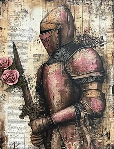 4x6" Medieval Knights 3 Card Set Junk Journal Art Card Topper Scrapbook Crafts - Picture 1 of 3