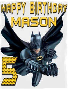 BATMAN #9 Personalized BIRTHDAY T-SHIRT Any Name & Age Printed SUPER HERO - Picture 1 of 4