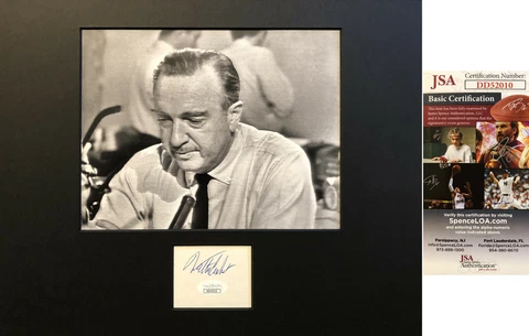 Walter Cronkite JSA COA RARE Kennedy Assassination JFK Related SIGNED CUT MATED Cover