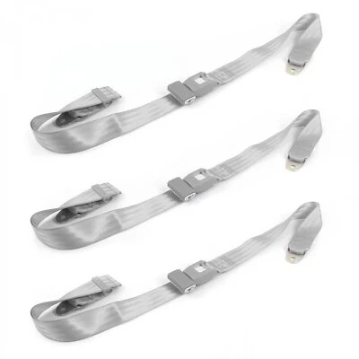 Ford 1941 - 1948  Standard 2pt Gray/Grey Lap Bench Seat Belt Kit - 3 Belts  - Image 1 of 4