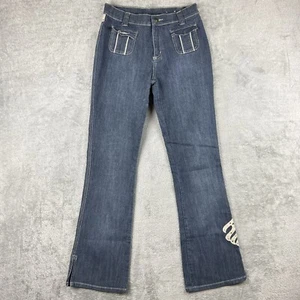 Rocawear Denim Jeans Girls Size 16 Rhinestones Suede Logo Accents Y2K Vintage - Picture 1 of 11