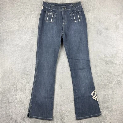 Pantalones de mezclilla Rocawear niñas talla 16 pedrería gamuza logotipo detalles Y2K vintage Foto 1 de 4
