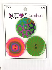 Groovy Mod Buttons Set 3 Sensations Blumenthal VTG 60'S Retro Look 1 3/8" 33 cm - Picture 1 of 6