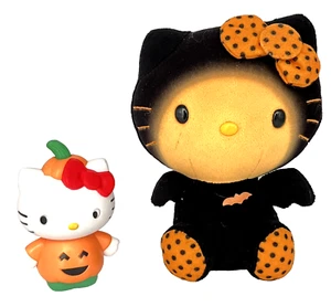 Hello Kitty Halloween Ty Beanie Babies Black Bat McDonalds Pumpkin Moving Eyes - Picture 1 of 7