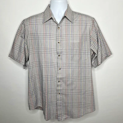Vintage 70s Centura Gray Rainbow Plaid Button Up Shirt Size L - Image 1 of 4