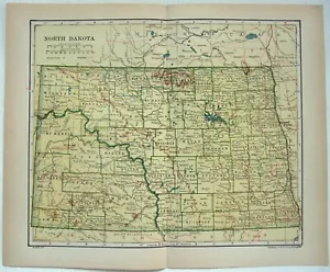 North Dakota - Original 1912 datierte Karte von Dodd Mead & Company. Antik - Bild 1 von 3