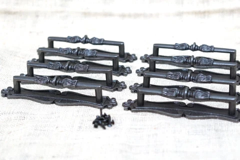 8 Handles Cabinet Pulls Door Handle Natural Iron Large Hardware Vintage Silver Cover