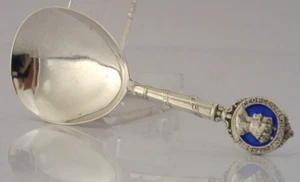 ENGLISCHER STERLINGSILBER EMAILLE KÖNIG GEORGE VI KRÖNUNG ROYAL CADDY LÖFFEL 1936 - Bild 1 von 5