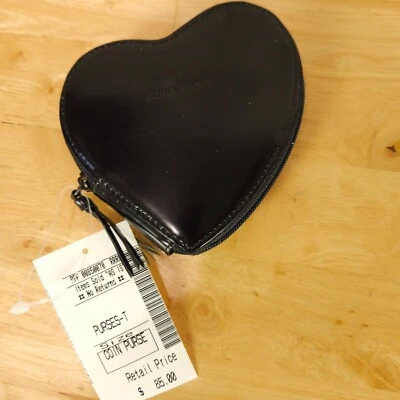 Monedero Sonia Rykiel en forma de corazón cuero negro nuevo Foto 1 de 4