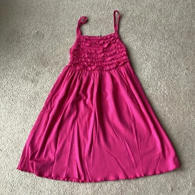 VESTIDO DE SOL MIGNONE NIÑAS 7 ROSA, ALGODÓN SUAVE, TOP DELANTERO BRILLANTE CON VOLANTES, CORREAS Foto 1 de 4