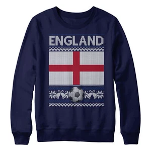 England Flag Ugly Christmas Sweatshirt Football World Xmas Gifts For Kids Soc... - Picture 1 of 14