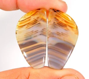 Par de ágata natural Montana 33 quilates elegante pendiente cabujón para hacer piedras preciosas AK = 034 - Imagen 1 de 7