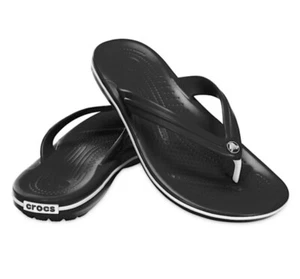 Crocs Crocband Black Lightweight Croslite Flip-Flops Sandals Men's size 10 - Picture 1 of 11
