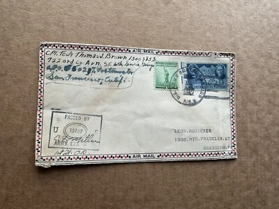 US 1942 Censor Cover +Franking #906 +Chinese Resistance WWII +Army PO Chop - Image 1 of 3