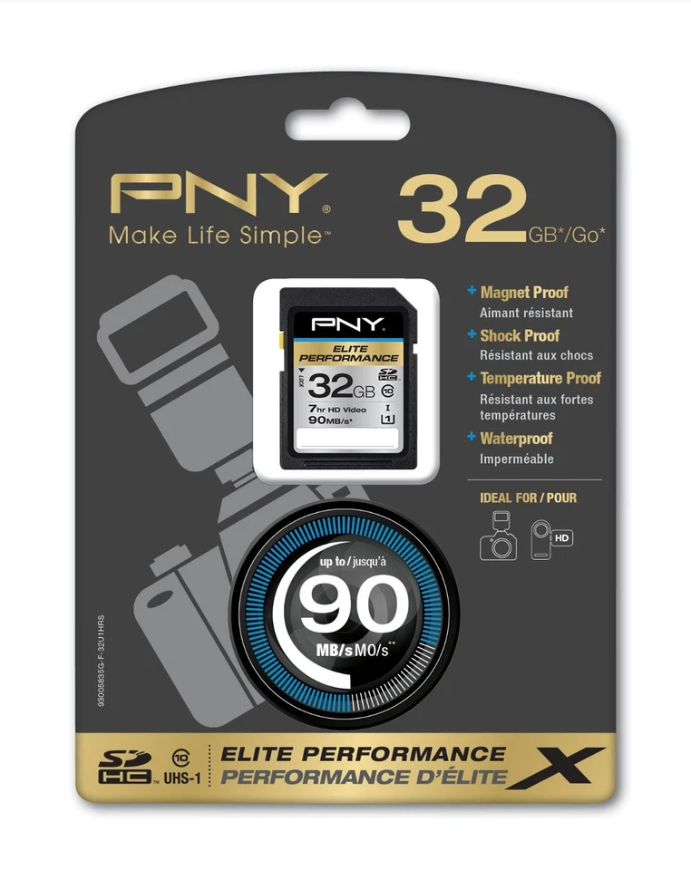 PNY 32G Elite full HD camcorder SD card for Sony FDR-AX53 4K Ultra HD Handycam - Image 1 of 1