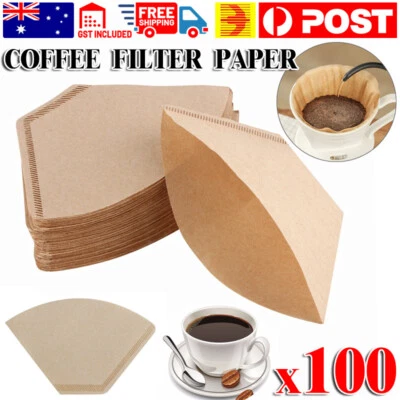 100Pcs Coffee Filter Paper Natural Unbleached Original Wooden Drip Paper AU - image 1 of 4