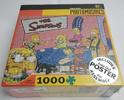Quebra-cabeça Os Simpsons Photomosaics inclui pôster 1000 peças 27x20" café da manhã em família - Imagem 1 de 4