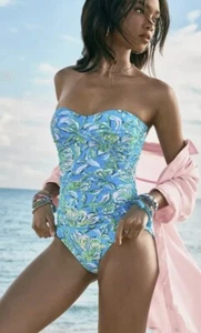 Lilly Pulitzer Neu ohne Etikett Flamenco One Piece Badeanzug blau Küken Magnet Größe 4 - Bild 1 von 5
