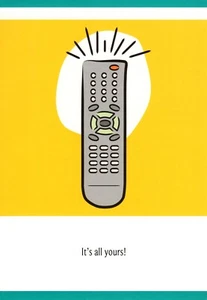 Funny Happy Birthday TV Remote Control I Relinquish Fully Hallmark Greeting Card - Picture 1 of 3