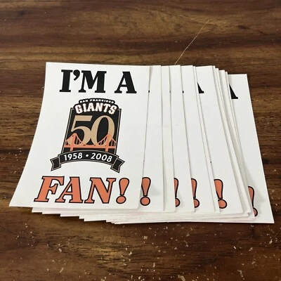 I’m A SF Giants Fan Sticker 1958-2008 5” X 3.5” Lot Of 18 - Image 1 of 2